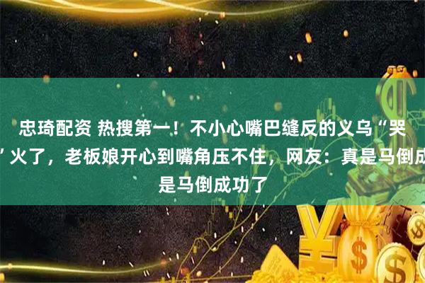 忠琦配资 热搜第一！不小心嘴巴缝反的义乌“哭哭马”火了，老板娘开心到嘴角压不住，网友：真是马倒成功了