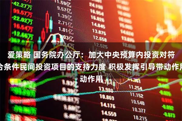爱策略 国务院办公厅：加大中央预算内投资对符合条件民间投资项目的支持力度 积极发挥引导带动作用